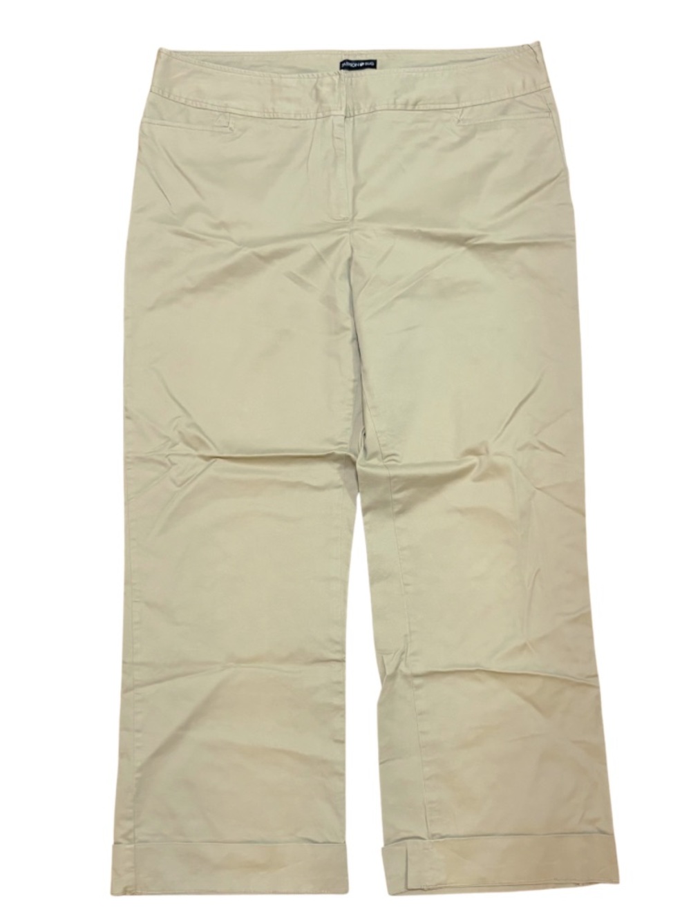 Fashion Bug Womens Pants 16 Khaki Beige Stretch Wide Leg Cuffed Hem Trousers